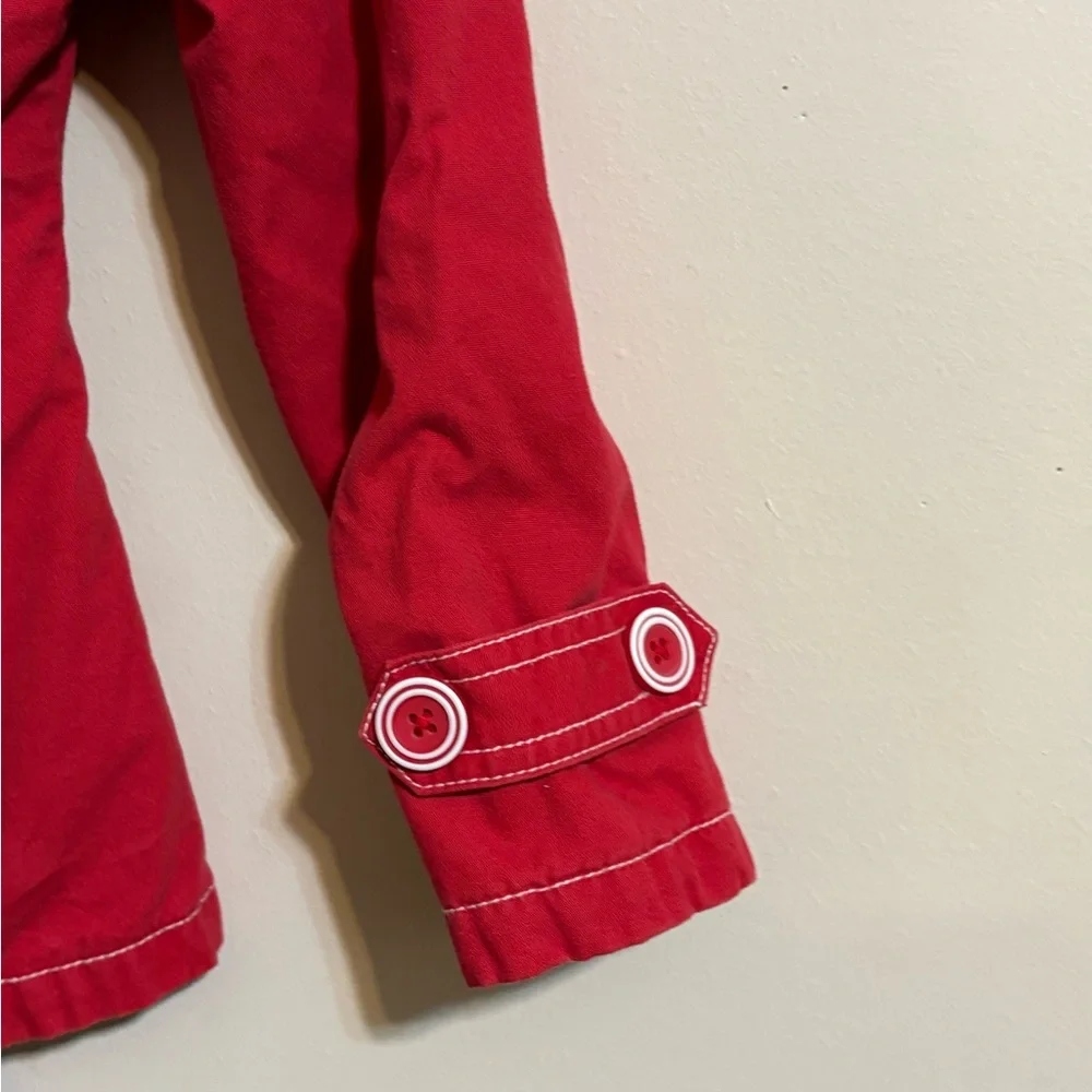 Gymboree girls‎ red double-breasted cotton trench coat size 7 Red w/White stitch